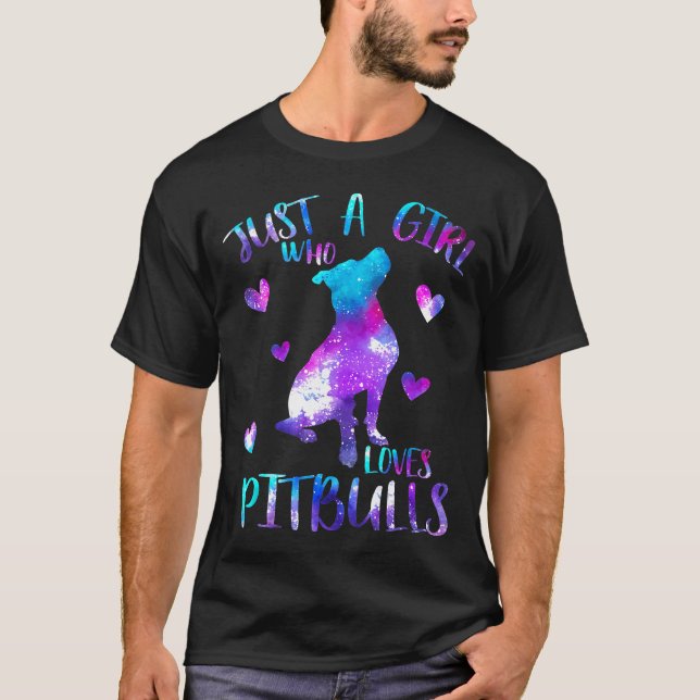 T-shirt Juste une fille qui aime Pitbulls Galaxy Espace Pi (Devant)