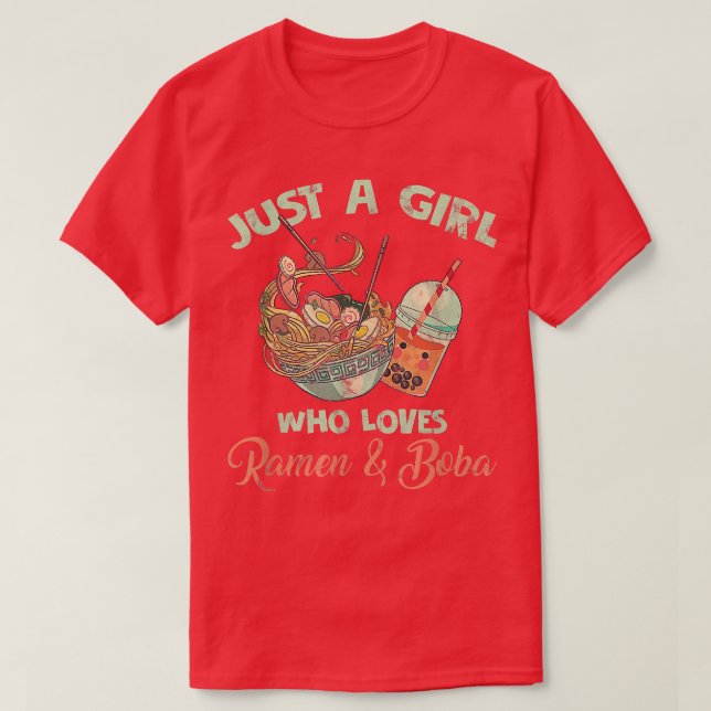 T-shirt Juste une fille qui aime Ramen & Boba Milktea (Design devant)
