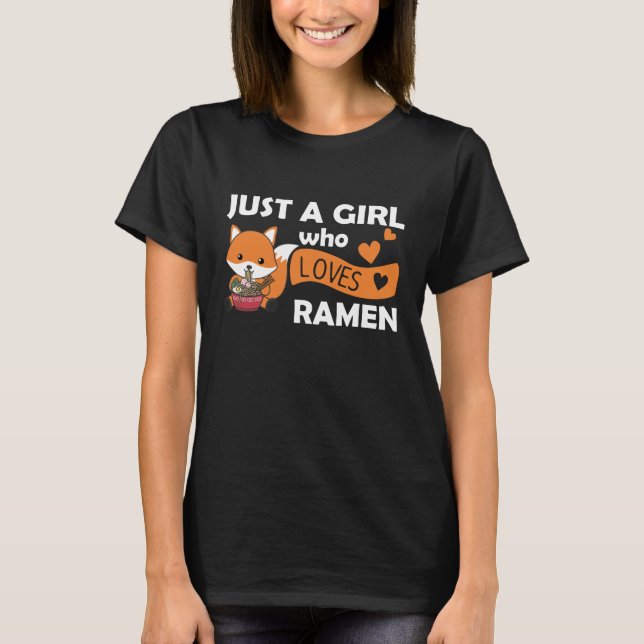 T-shirt Juste Une Fille Qui Aime Ramen Cute Fox Mange Des  (Devant)