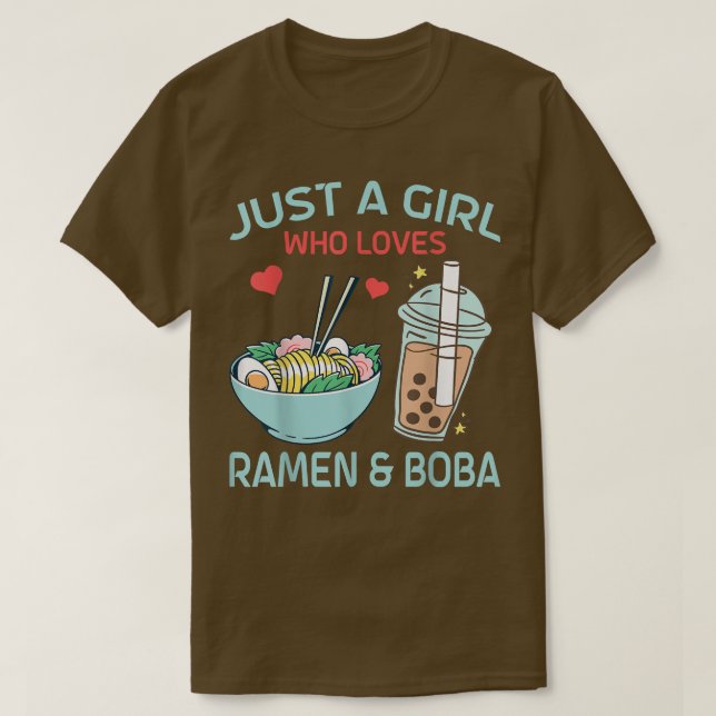 T-shirt Juste une fille qui aime Ramen et Boba Bubble Tea (Design devant)