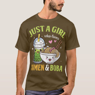 T-shirt Juste une fille qui aime Ramen et Boba Kawaii Anim