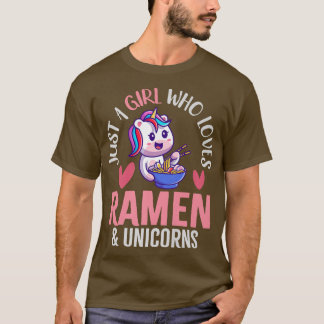 T-shirt Juste Une Fille Qui Aime Ramen Et Unicornes Funny 