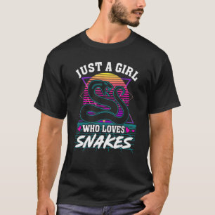 T-shirt Juste une fille qui aime serpents Retro 80s Style 