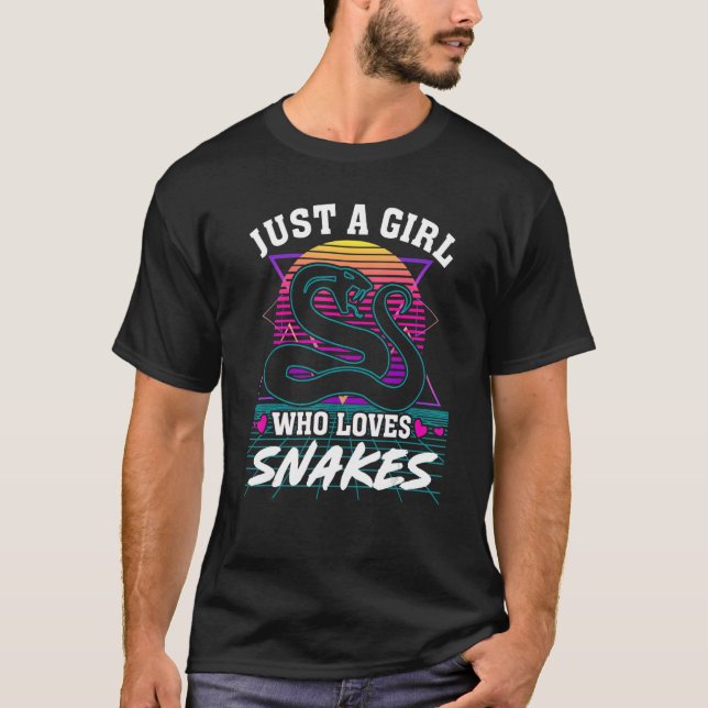 T-shirt Juste une fille qui aime serpents Retro 80s Style  (Devant)