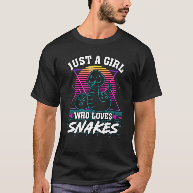 T-shirt Juste une fille qui aime serpents Retro 80s Style  (Devant)