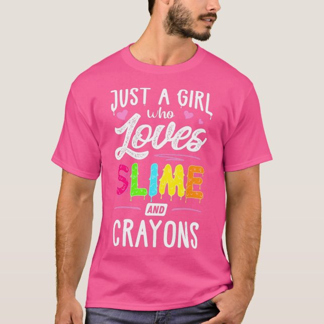 T-shirt Juste Une Fille Qui Aime Slime Et Crayons Cadeau (Devant)