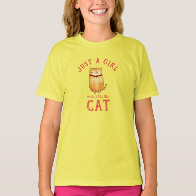 T-shirt Juste une fille qui aime son chat (Devant)