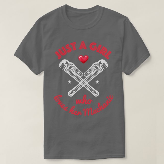 T-shirt Juste une fille qui aime son mécanicien (Design devant)