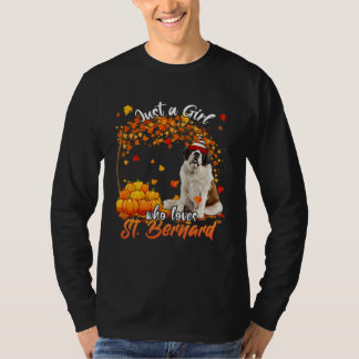 T-shirt Juste Une Fille Qui Aime St Bernard Dog Thanksgivi