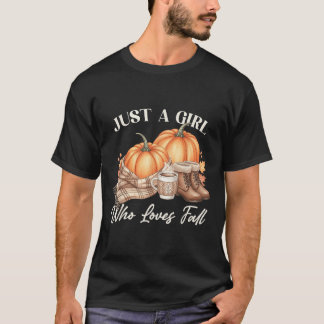 T-shirt Juste Une Fille Qui Aime Tomber Citrouille Footbal