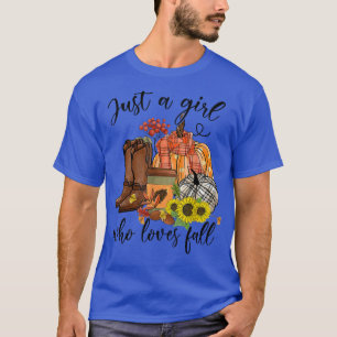 T-shirt Juste Une Fille Qui Aime Tomber Heureux Automne Or
