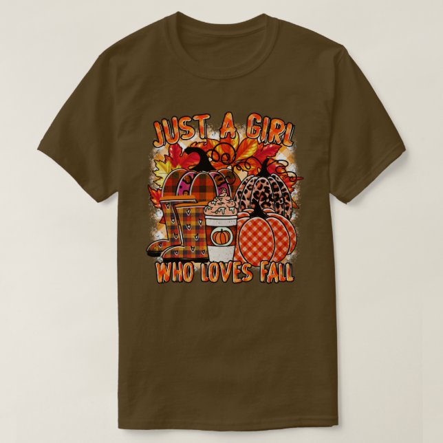 T-shirt juste une fille qui aime tomber léopard citrouille (Design devant)
