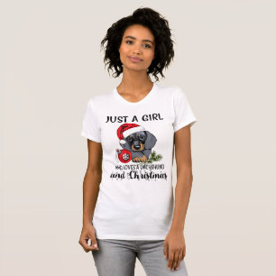 T-shirt Juste une fille qui aime un teckel et un Noël