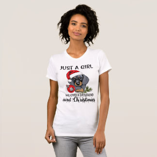 T-shirt Juste une fille qui aime un teckel et un Noël