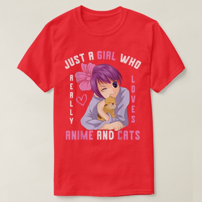 T-shirt Juste Une Fille Qui Aime Vraiment Anime Et Chats K (Design devant)