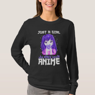 T-shirt Juste une fille qui aime vraiment l'Anime en viole