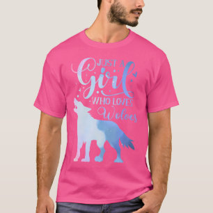 T-shirt Juste une fille qui aime Wolf Wolves Aquarelle mig