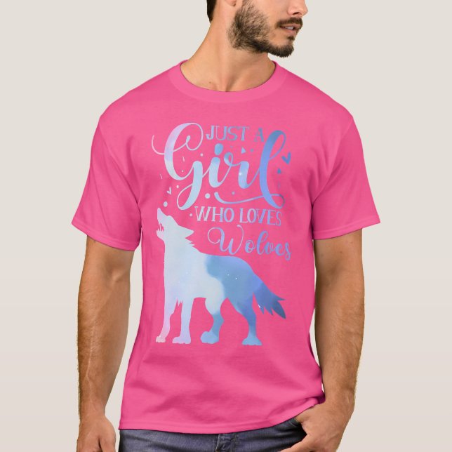 T-shirt Juste une fille qui aime Wolf Wolves Aquarelle mig (Devant)