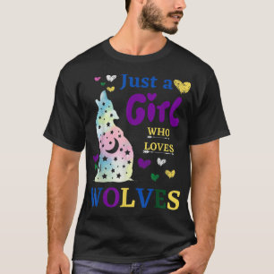 T-shirt Juste une fille qui aime Wolves Space Howling Wate