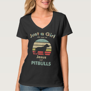 T-shirt Juste Une Fille Qui Fonctionne Sur Jésus Et Pitbul