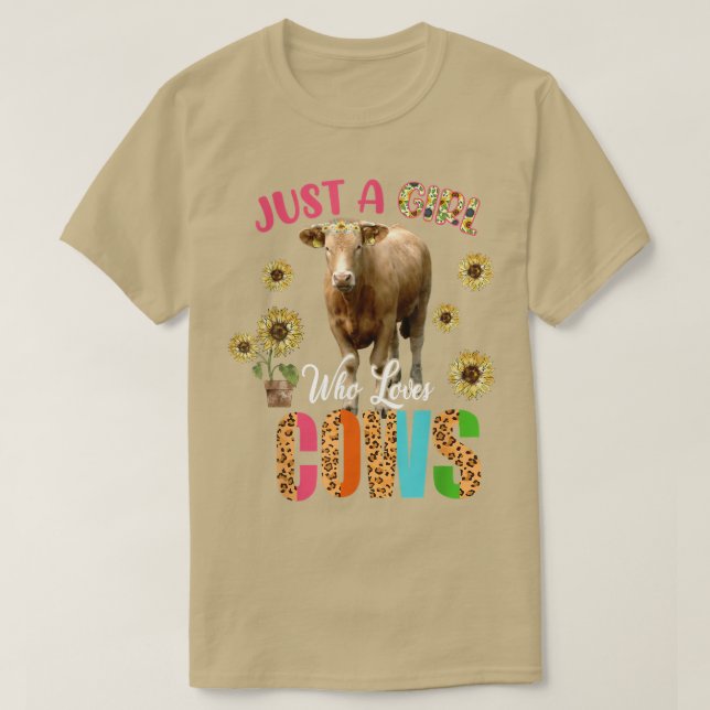 T-shirt Juste Une Fille Qui Vache De Mignons Fleurs De Sol (Design devant)