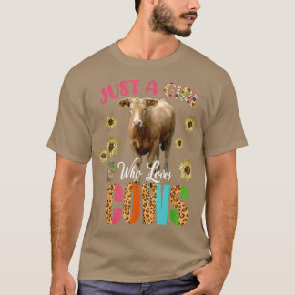 T-shirt Juste Une Fille Qui Vache De Mignons Fleurs De Sol
