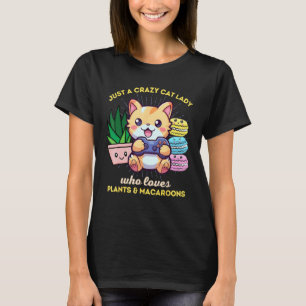 T-shirt Juste une folle dame de chat qui aime les macarons