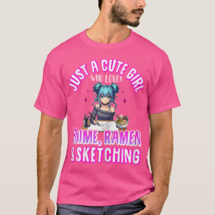 T-shirt Juste Une Mignonne Fille Qui Aime Anime Ramen Bowl