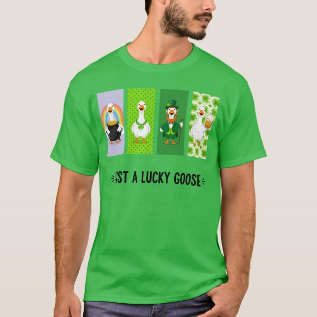 T-shirt juste une oie chanceuse Bonne Saint-Patrick 2026 (Devant)