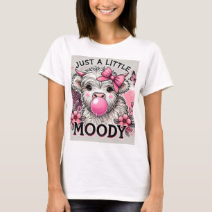 T-shirt Juste une petite vache des Highlands lunatique ros