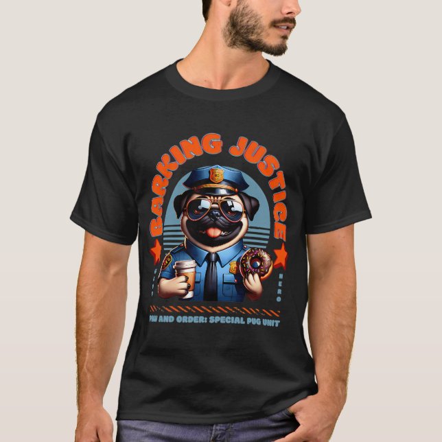 T-shirt Justice aboyant - Police Pug (Devant)