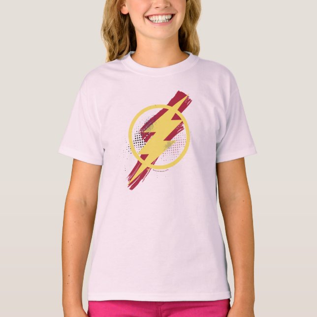 T-shirt Justice League | Brush & Halftone Flash Symbol (Devant)