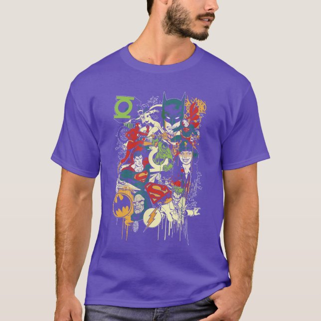T-shirt Justice League DC Comics Mashup rétro (Devant)
