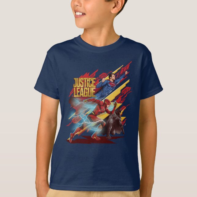 T-shirt Justice League | Superman, Flash, & Batman Badge (Devant)