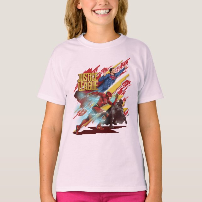 T-shirt Justice League | Superman, Flash, & Batman Badge (Devant)