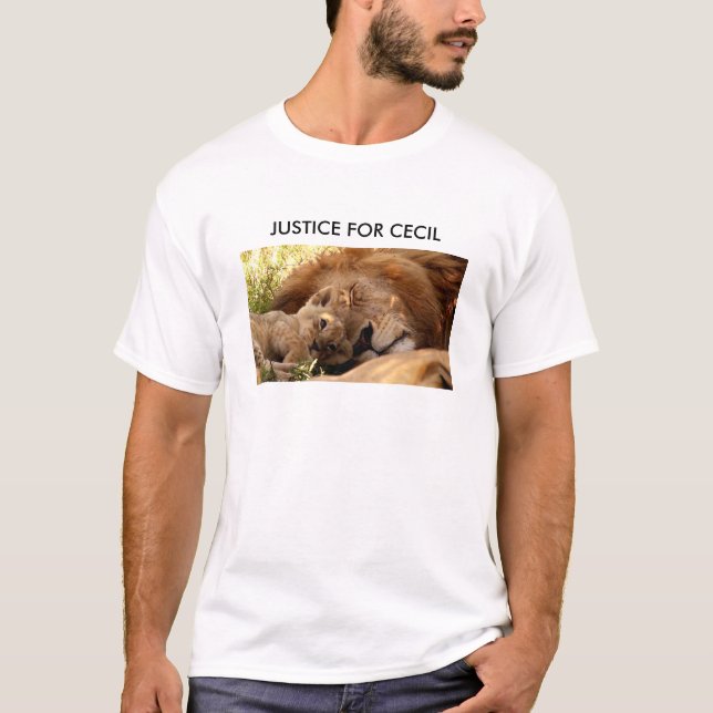 T-shirt Justice pour Cecil le Lion et son petit (Devant)