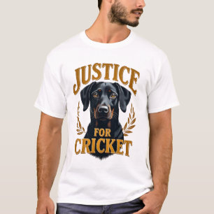 T-shirt Justice pour Cricket Typographie Mémorial de Chien