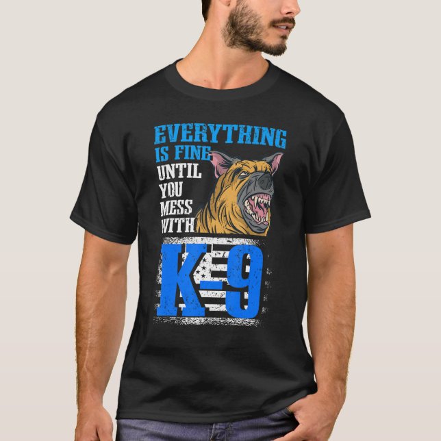 T-shirt K9 Agent de police et chien de police (Devant)