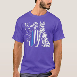 T-shirt K9 Ligne bleue Police Chien Mince Coeur Drapeau