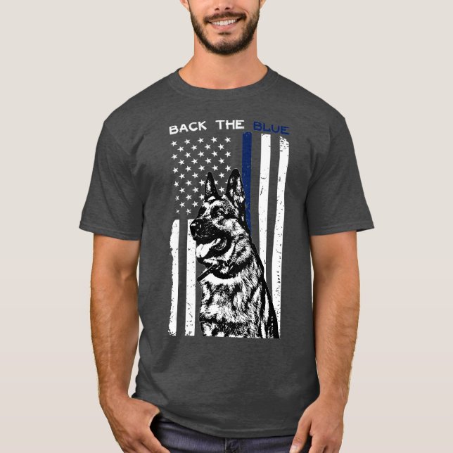 T-shirt K9 Police berger allemande Retour Bleu mince Bleu (Devant)