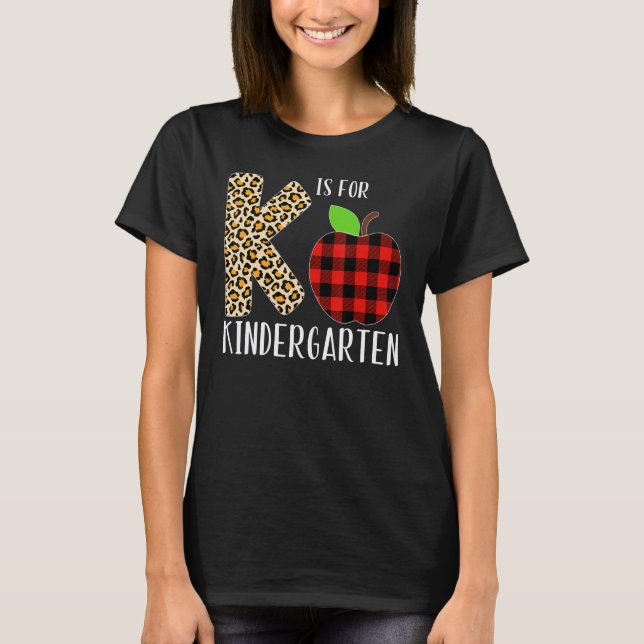 T-shirt K est pour l'enseignant de maternelle Léopard Buff (Devant)