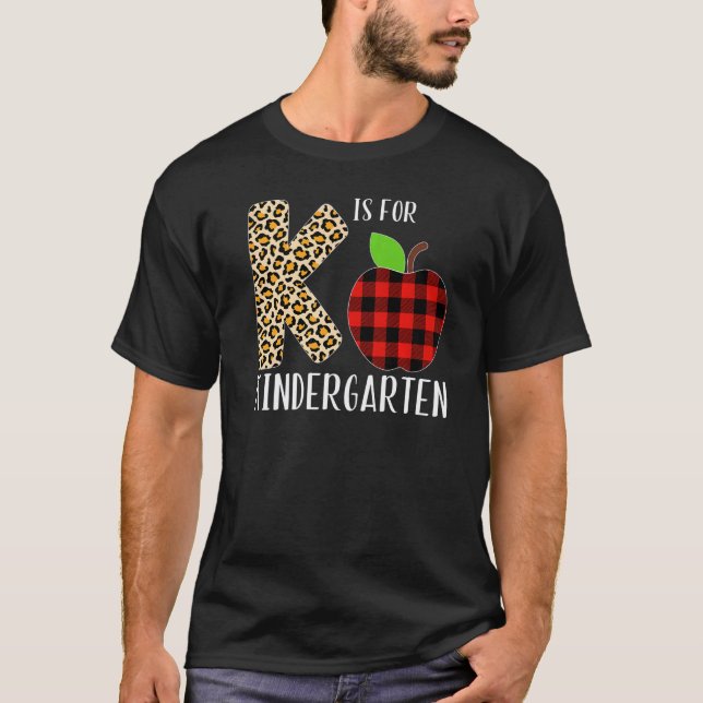 T-shirt K est pour l'enseignant de maternelle Léopard Buff (Devant)