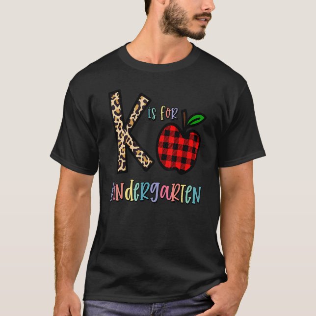 T-shirt K est pour l'enseignant de maternelle Léopard Buff (Devant)