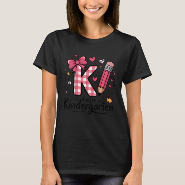 T-shirt K est pour l'enseignant de maternelle Léopard Reto (Devant)