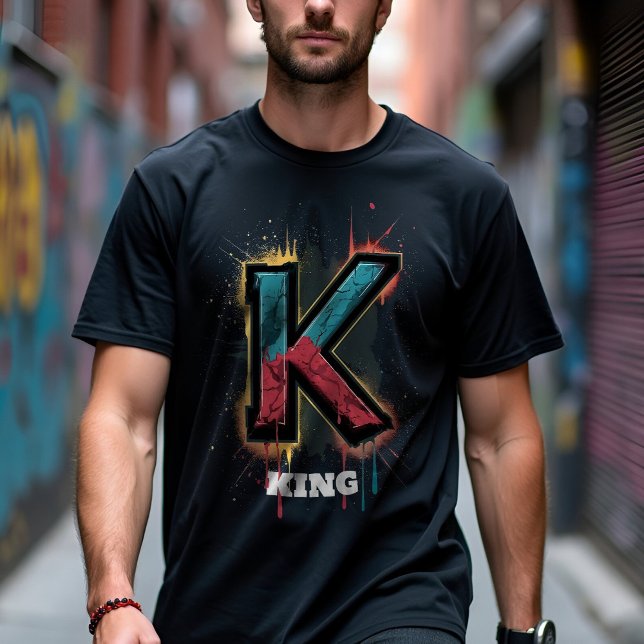 T-shirt K : Graffiti personnalisable à une lettre en gras (Créateur téléchargé)