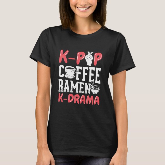 T-shirt K Pop Coffee Ramen K Drama Korean Music Kpop  (Devant)