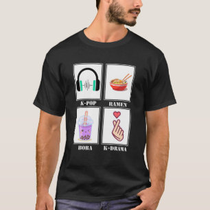T-shirt K Pop Ramen Boba K-Drama Bubble Tea Cute Kawaii Ko