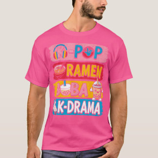 T-shirt K Pop Ramen Boba Milk Tea K-Drama Cute Kawaii Kore