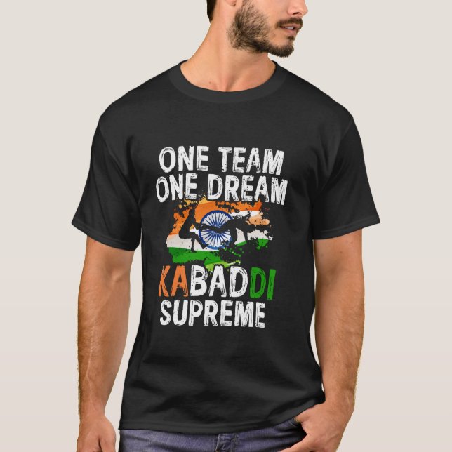 T-shirt Kabaddi Inde Lutte Une Équipe Un Rêve (Devant)