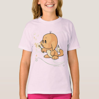T-shirt Kacheek orange souhaitant sur un pissenlit
